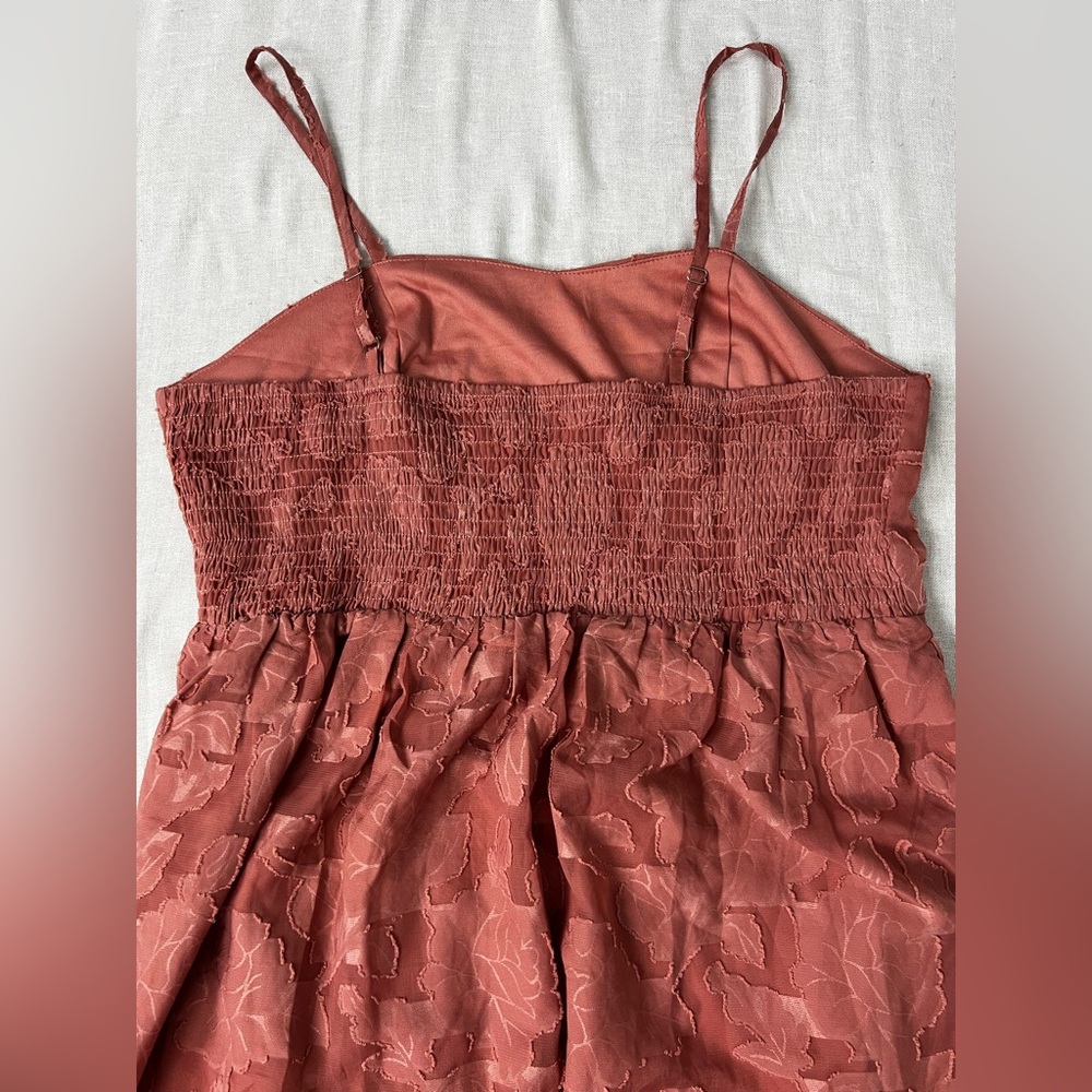 Romantic Ferlema Rusty Rose Floral Burnout Maxi Dress Size L Pink Sleeveless New - Picture 7 of 10